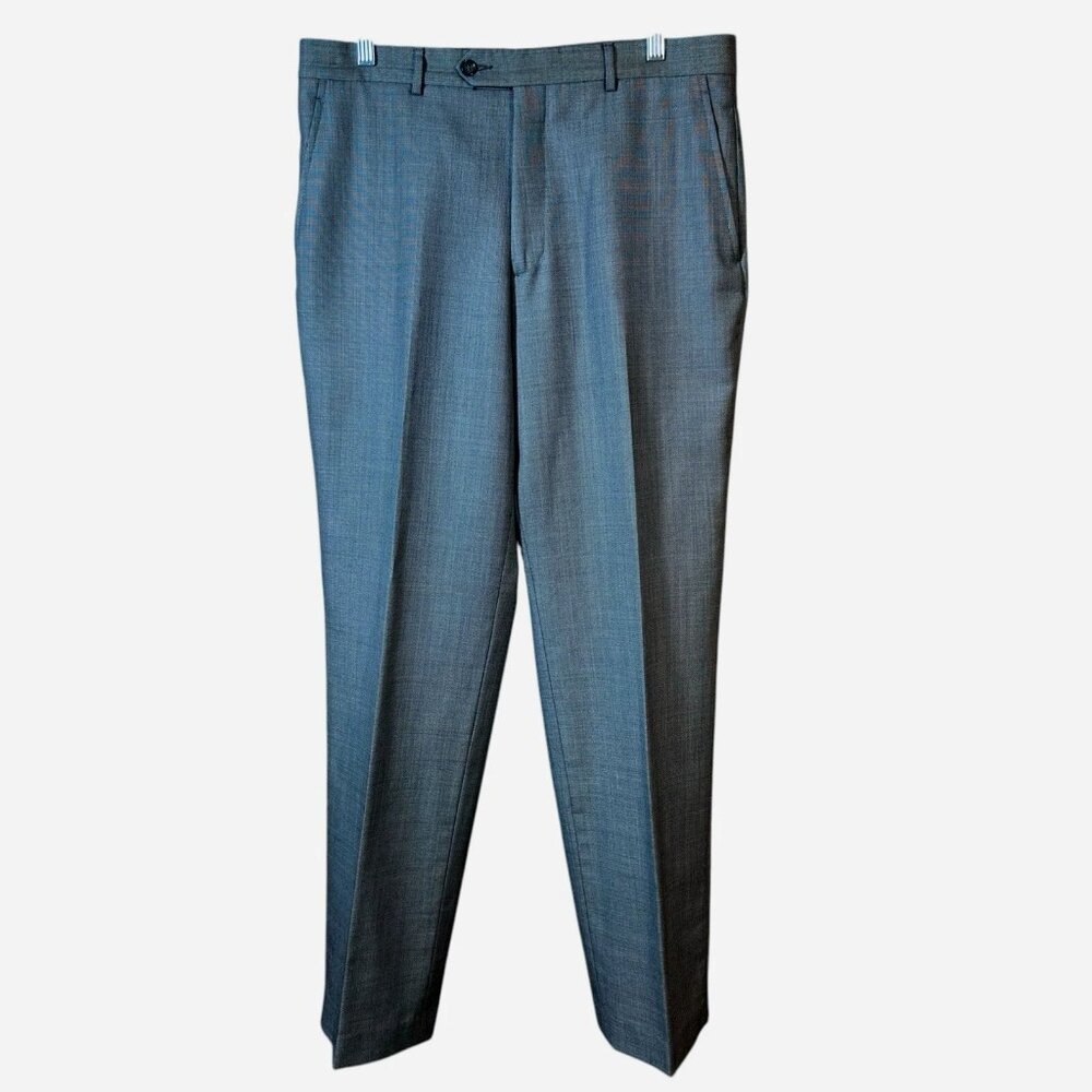 Stafford Travel Classic Fit Slate Gray Wool Blend Dress Pants 34x32 Easy Care